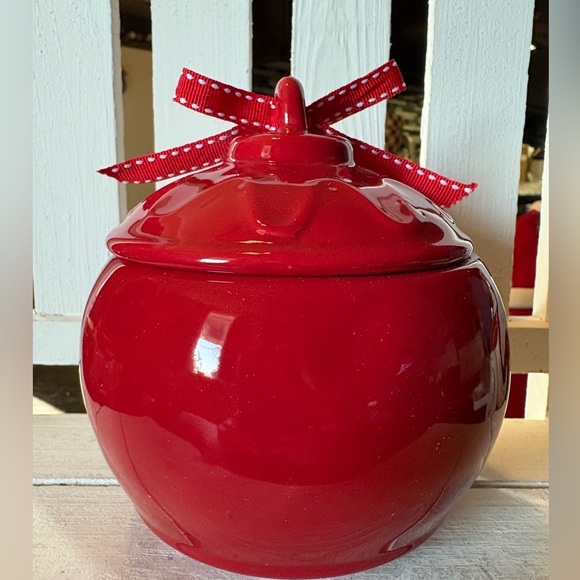 Red Cheer Cookie Jar with Ribbon - Picture 3 of 3